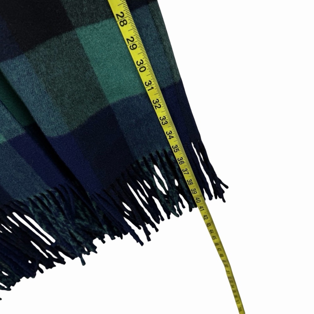 Sandro‎ Paris Tartan Green Blue Fringe Women's Wool Coat - Sz M (approx) - Picture 3 of 7